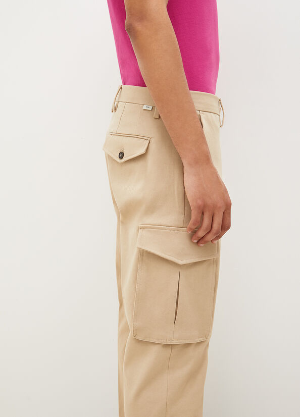 Beige Men's Liu Jo Regular Fit Cargo Pants | UEF-045839