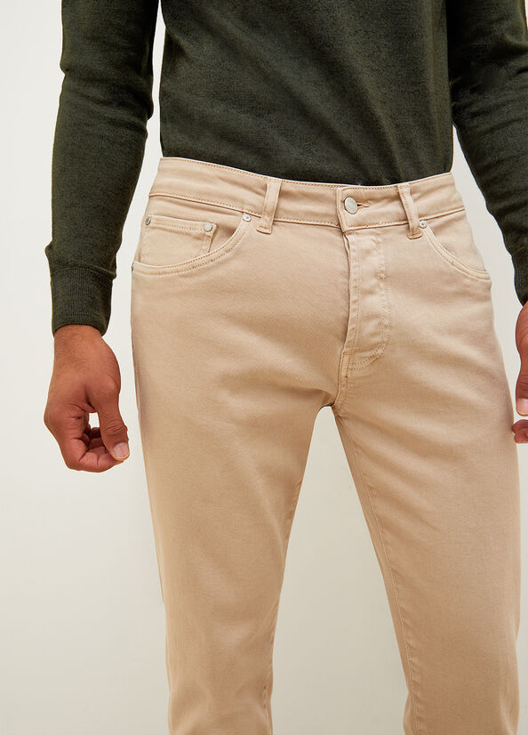 Beige Men's Liu Jo Tapered Slim-Fit Jeans | SFH-915407