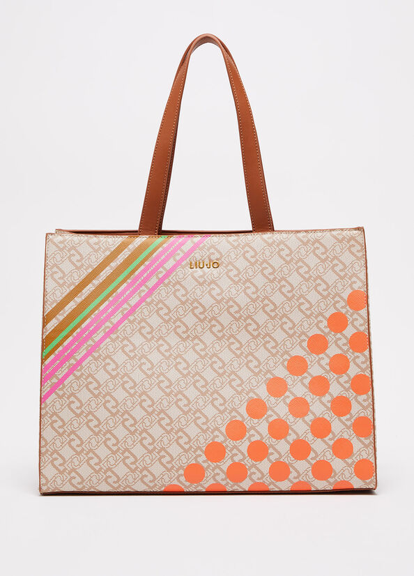 Beige Women\'s Liu Jo Eco-FriendlyWith Print Shopper Bag | GCZ-470621