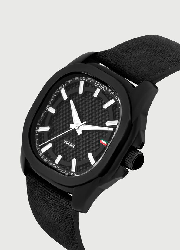 Black Men's Liu Jo With Denim Strap Watches | PEM-379851