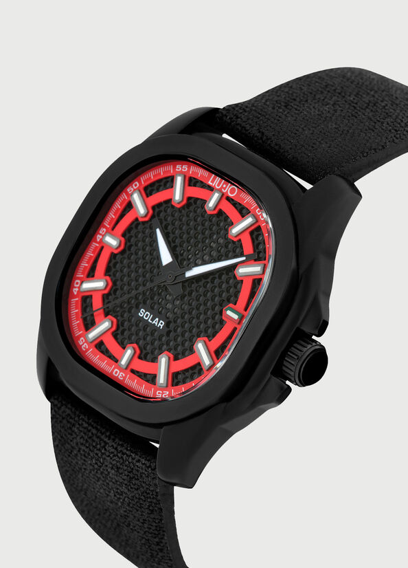 Black / Red Men's Liu Jo With Denim Strap Watches | CST-193270