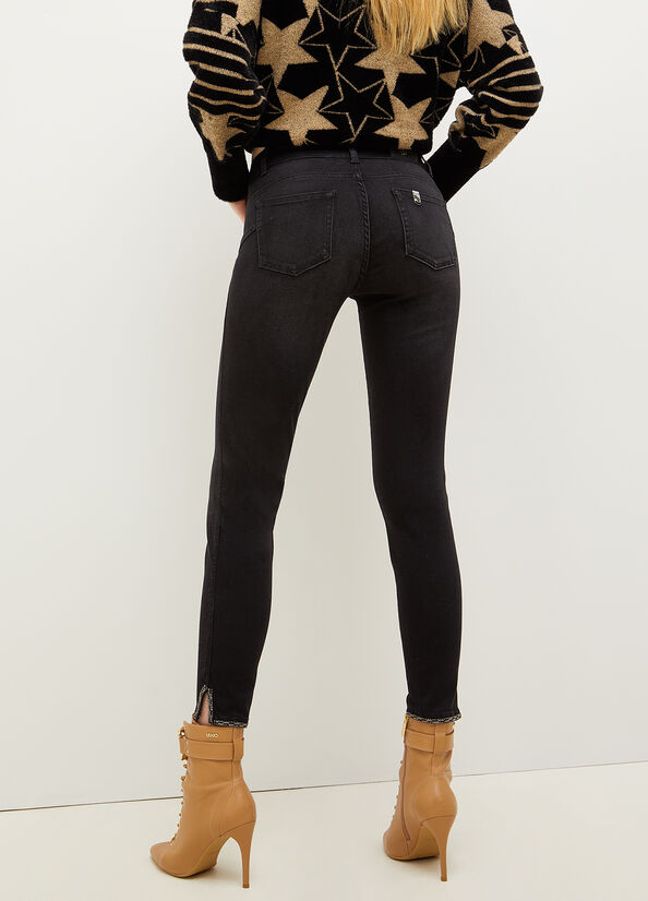 Black Women's Liu Jo Bottom Up With Gemstones Skinny Jeans | JOA-953014