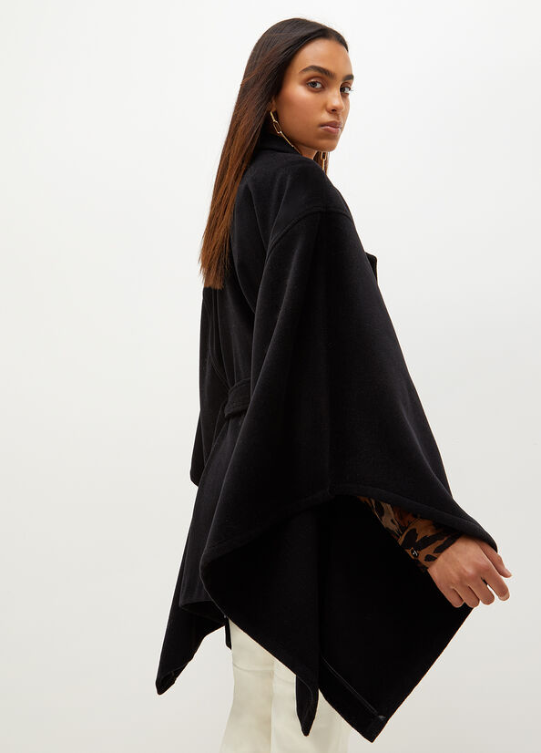 Black Women's Liu Jo Double-Breasted Blend Cape Coats | GPT-743021