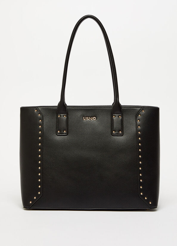 Black Women's Liu Jo Eco-FriendlyWith Charm Shopper Bag | TIU-812904