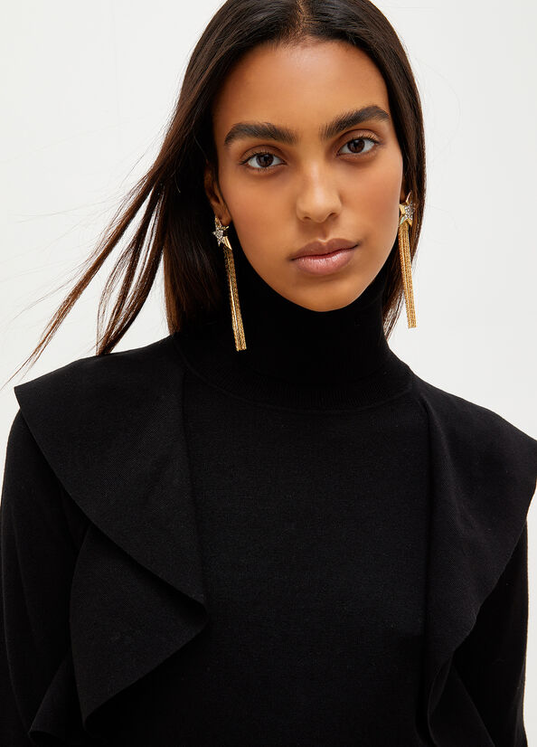 Black Women's Liu Jo Eco-Friendly Turtleneck With Ruching Sweaters | ILU-709381