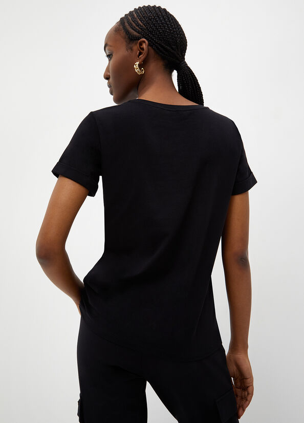 Black Women's Liu Jo Eco-Friendly With Logo T Shirts | QKI-764180