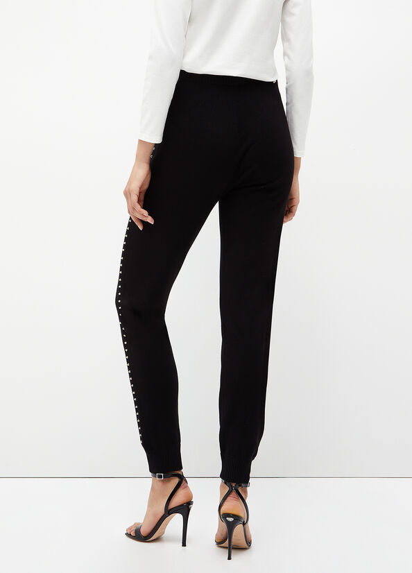 Black Women's Liu Jo Eco-Friendly With Studs Pants | WBD-487530