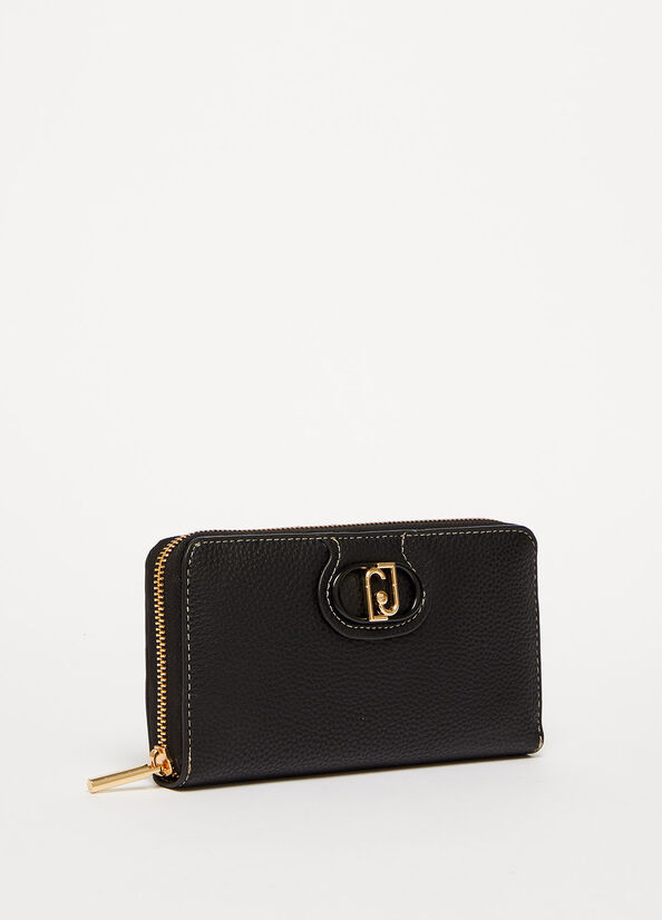 Black Women's Liu Jo Eco-Friendly Zip-Around Wallets | DLV-016873