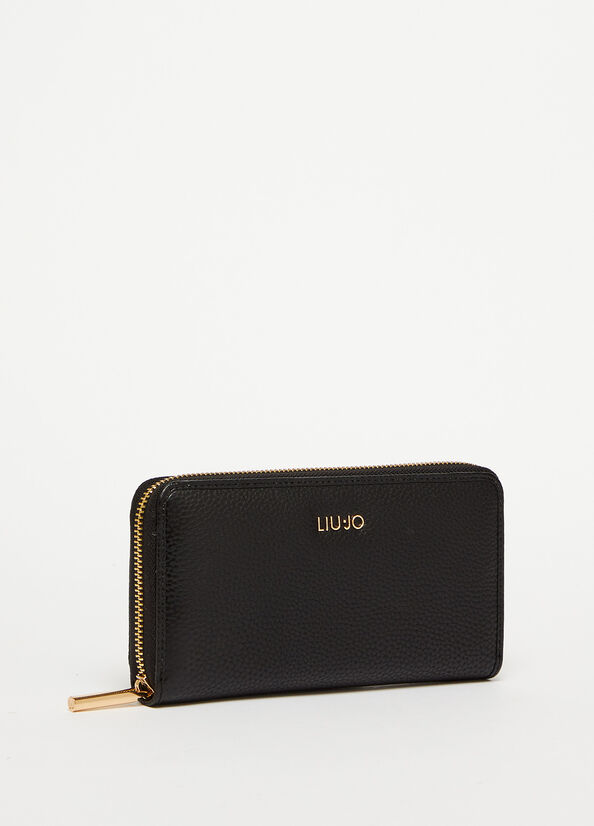 Black Women's Liu Jo Eco-Friendly Zip-Around Wallets | SBE-820634