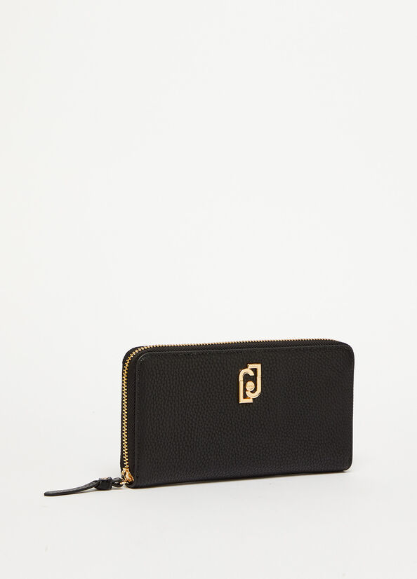 Black Women's Liu Jo Eco-Friendly Zip-Around Wallets | WFN-742530