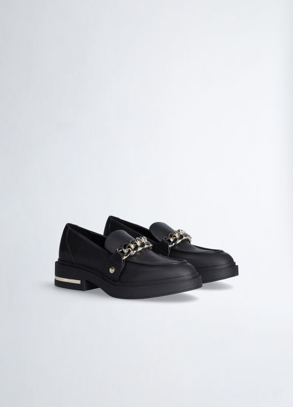 Black Women's Liu Jo Jewel Chain Flat Shoes | WKQ-925173