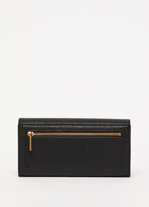 Black Women's Liu Jo Large With Logo Wallets | KDU-076248