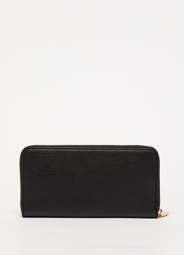 Black Women's Liu Jo Large With Logo Wallets | UEN-497318