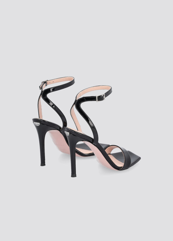 Black Women's Liu Jo Patent Leather Heeled Sandals | XBP-786542