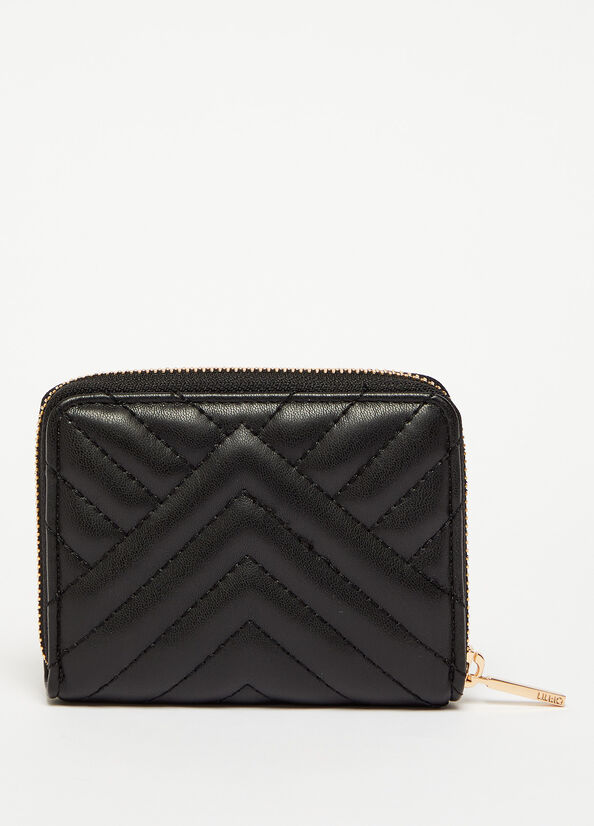 Black Women's Liu Jo Small Eco-Friendly In Matelassé Wallets | TOJ-830642