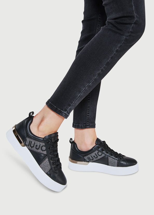 Black Women\'s Liu Jo With Jacquard Detail Sneakers | FLP-765408