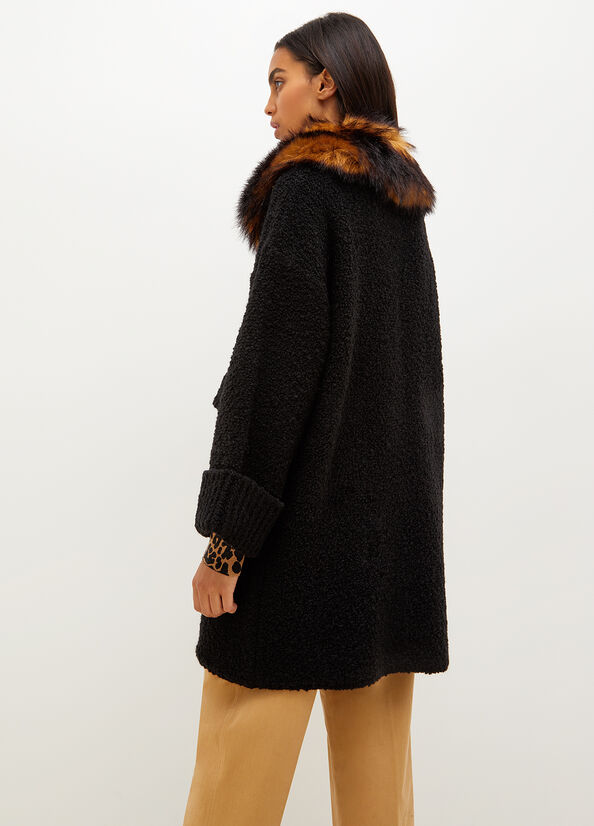 Black Women's Liu Jo Wool And Alpaca Knit Coats | SQB-209146