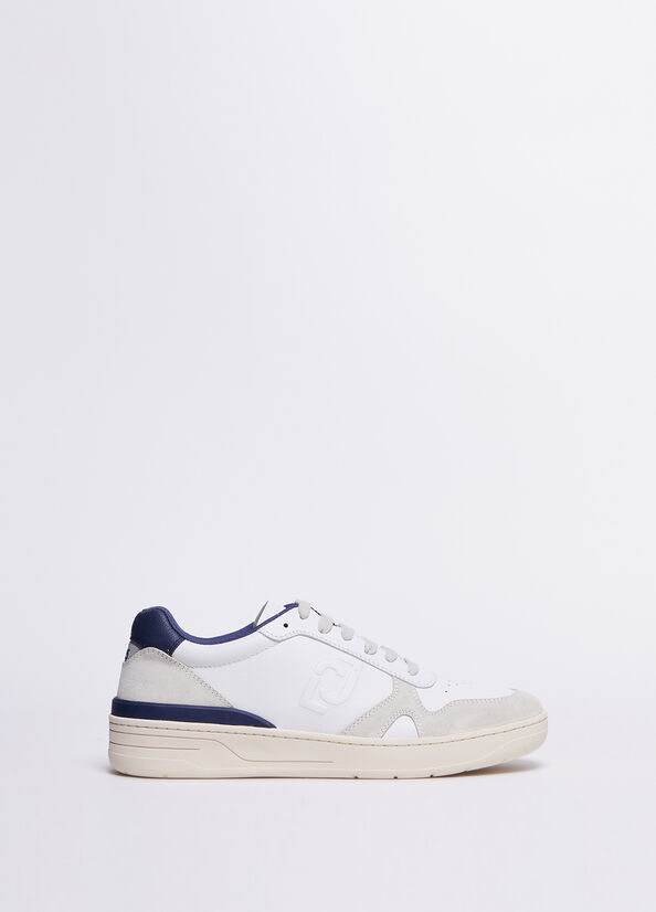 Blue Men's Liu Jo Leather And Suede Sneakers | VUD-260153