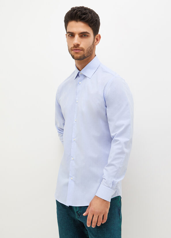 Blue Men\'s Liu Jo Slim-Fit Shirts | QAJ-984152