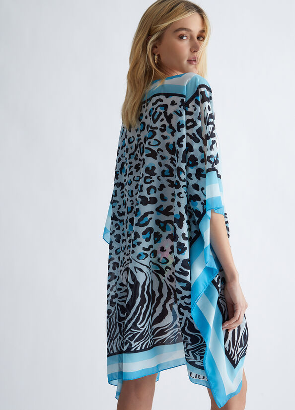 Blue Women's Liu Jo Animal Print Caftan Dress | OIS-518370