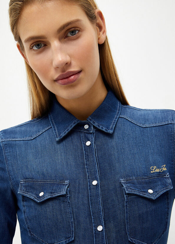 Blue Women's Liu Jo Denim Shirts | CFU-912875