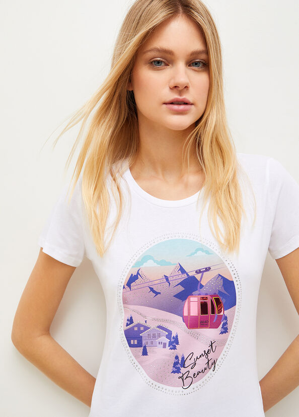 Blue Women's Liu Jo Eco-Friendly With Graphic Print T Shirts | TGN-653891