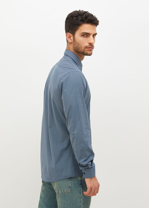 Brown Men's Liu Jo Slim Fit Checked Shirts | YVI-591823