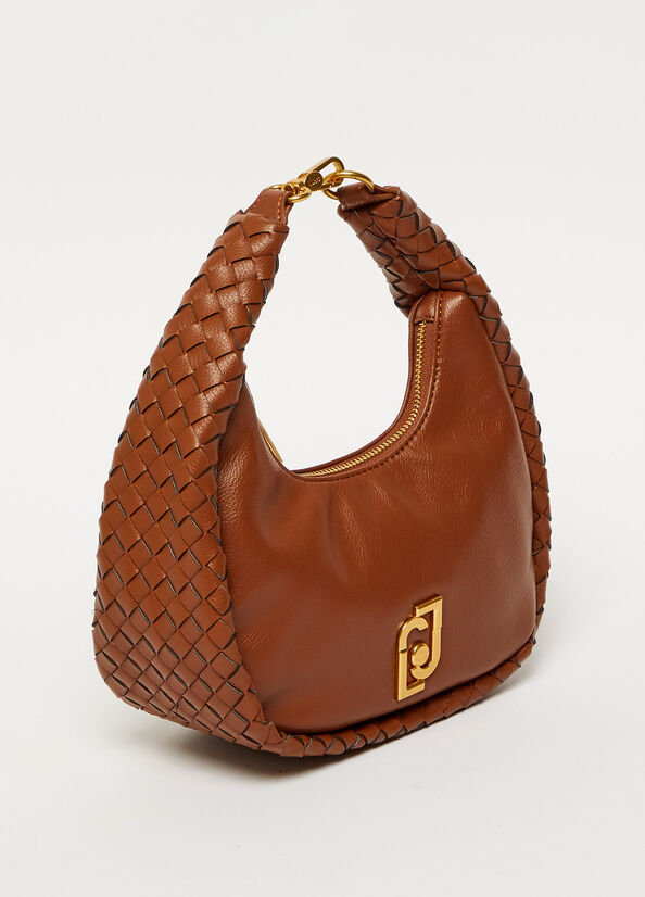 Brown Women's Liu Jo Braided Shoulder With Logo Shoulder Bags | CZV-247608