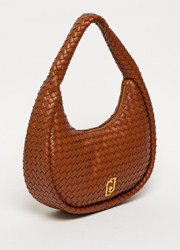 Brown Women's Liu Jo Braided With Logo Shoulder Bags | BRM-894720