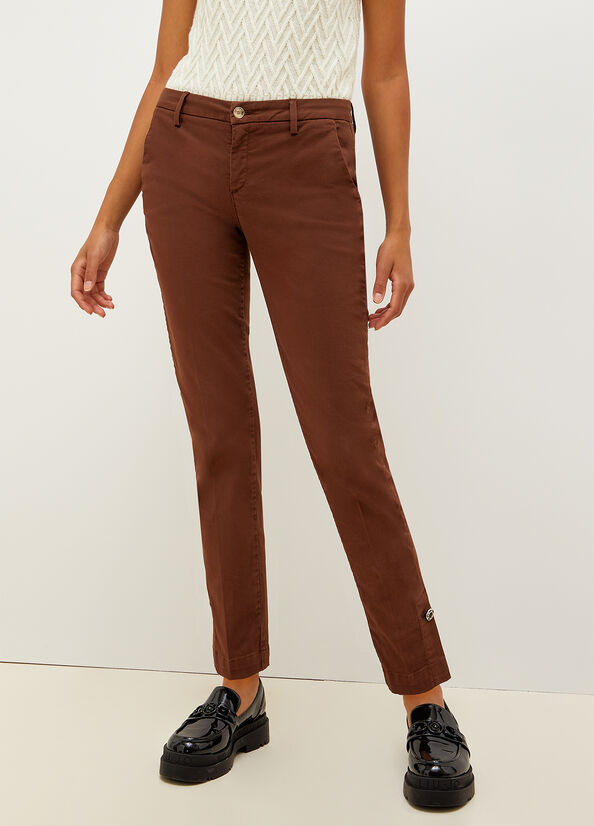 Brown Women\'s Liu Jo Stretch Cotton Chinos Pants | MOQ-482536