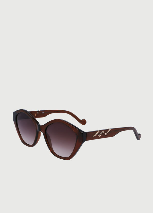 Brown Women's Liu Jo With Jewel Chains Sunglasses | KQL-970381