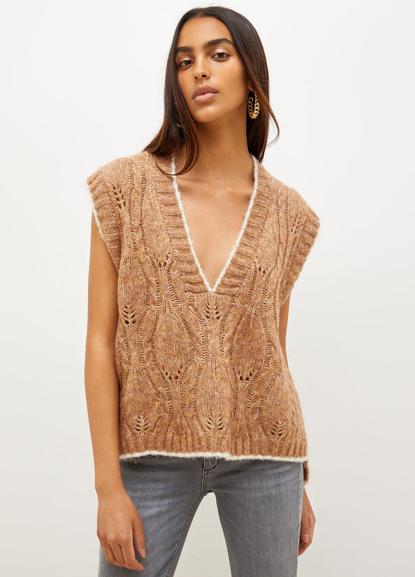 Brown Women\'s Liu Jo Wool And Alpaca Vest Sweaters | CKV-615342