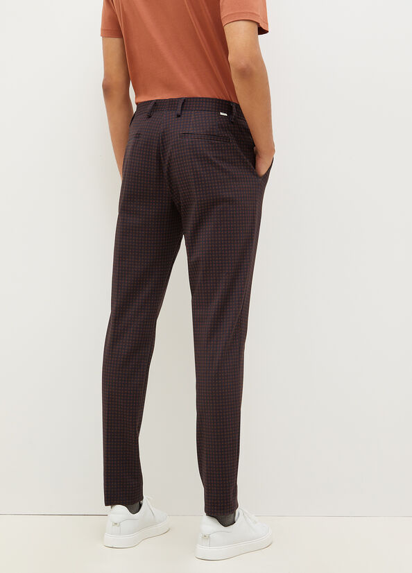 Dark Blue / Brown Men's Liu Jo Houndstooth Chinos Pants | MRY-917543