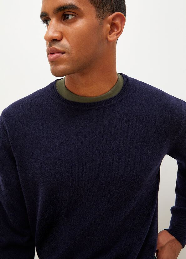 Dark Blue Men's Liu Jo Cashmere Pullover Sweaters | ZEK-238694