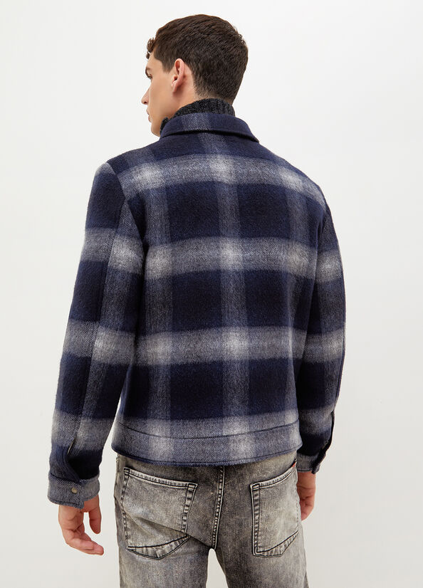 Dark Blue Men's Liu Jo Checked Jackets | EMA-198074