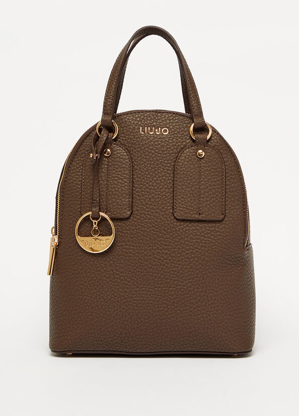 Dark Brown Women's Liu Jo Eco-Friendly With Charm Backpacks | KIP-318257