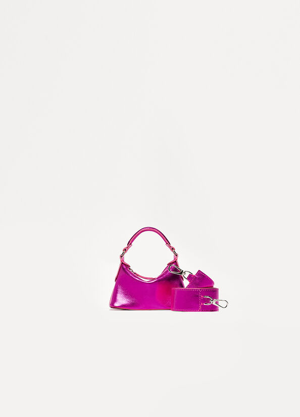 Fuchsia Women\'s Liu Jo Laminated Leather Micro Hobo Crossbody Bags | PEI-645809