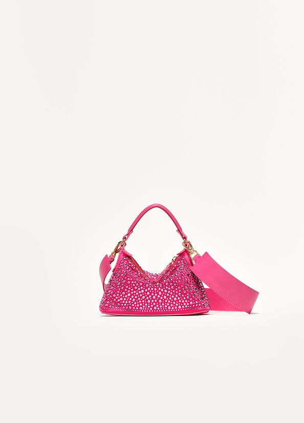 Fuchsia Women\'s Liu Jo Mini Hobo With Gemstones Crossbody Bags | KZE-275193