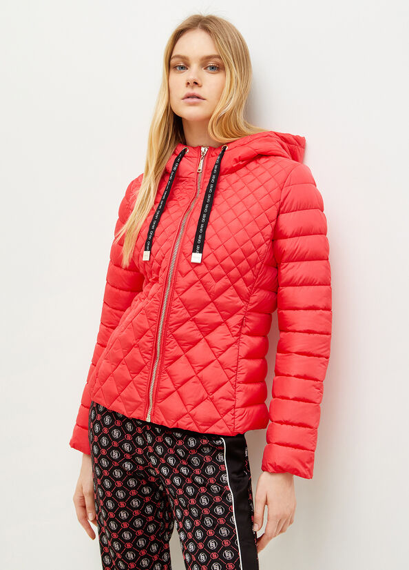 Fuchsia Women\'s Liu Jo Quilted Down With Hood Coats | HTZ-652374