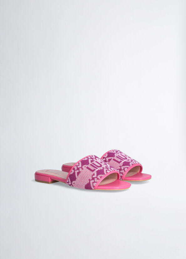 Fuchsia Women's Liu Jo With Monogram Logo Flat Shoes | QZV-392816