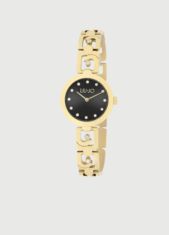 Gold / Black Women\'s Liu Jo Steel With Logo Watches | UTG-346580