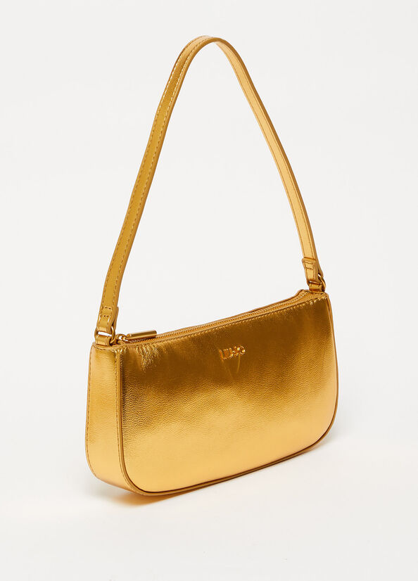 Gold Women's Liu Jo Laminate With Logo Clutch Bag | LGH-132405