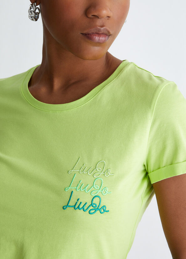 Green Women's Liu Jo Cotton With Logo Tops | VHT-831649