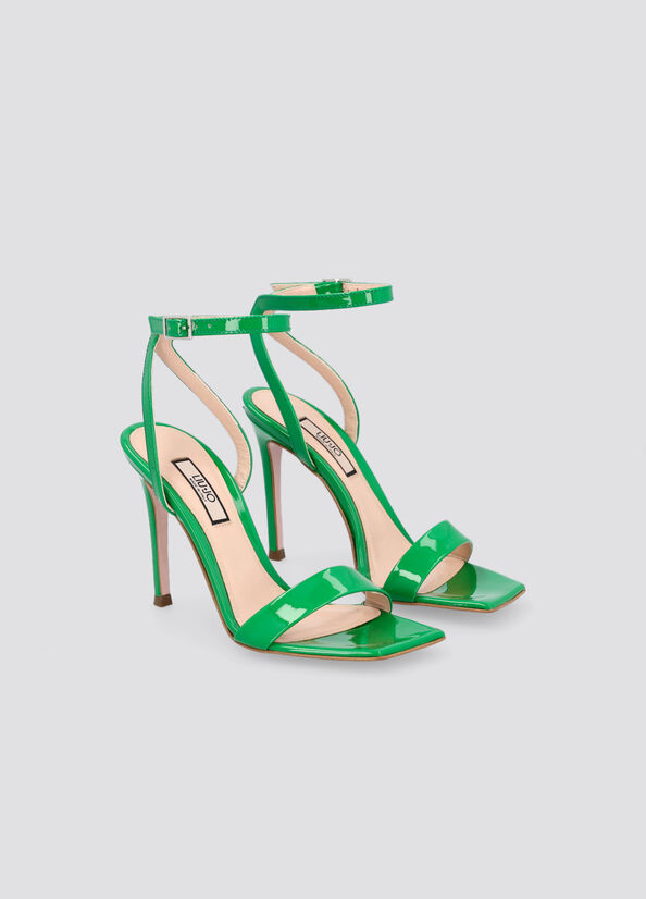 Green Women's Liu Jo Patent Leather Heeled Sandals | EUP-146279