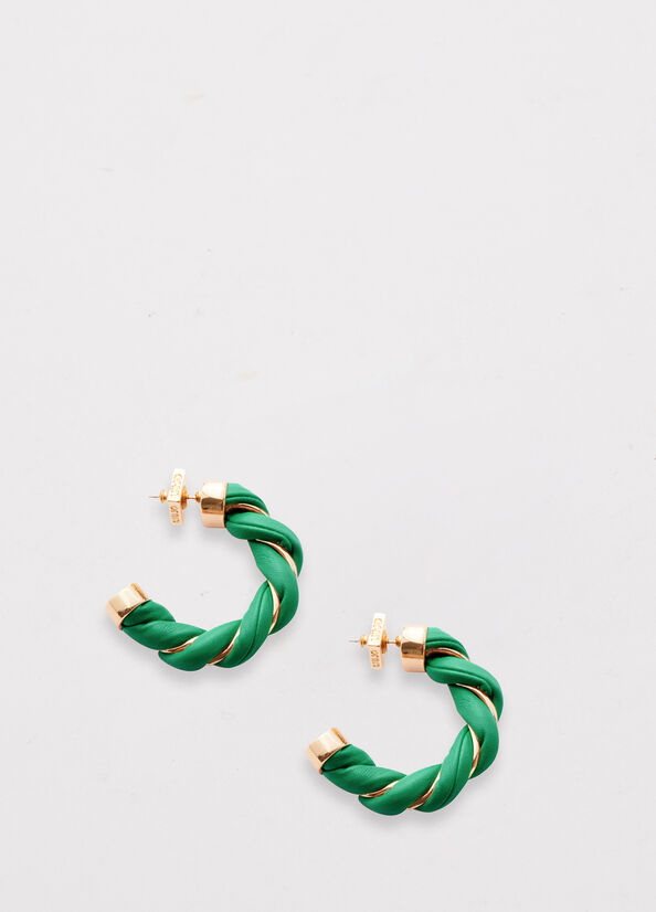 Green Women\'s Liu Jo Torchon Effect Hoop Earrings Jewelry | MDS-541870