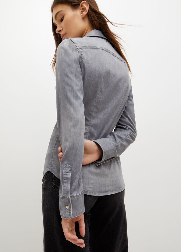 Grey Women's Liu Jo Denim Shirts | RVJ-850729