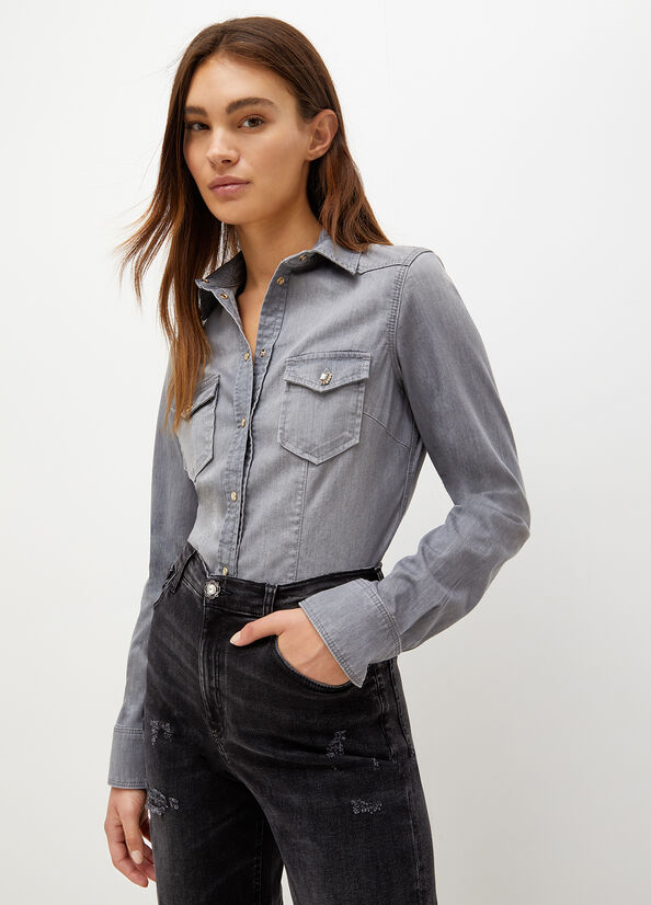 Grey Women\'s Liu Jo Denim Shirts | RVJ-850729