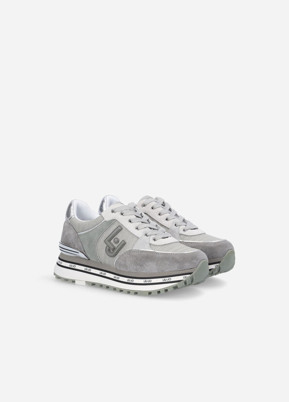 Grey Women's Liu Jo Platform In Sparkling Fabric Sneakers | BVR-148632