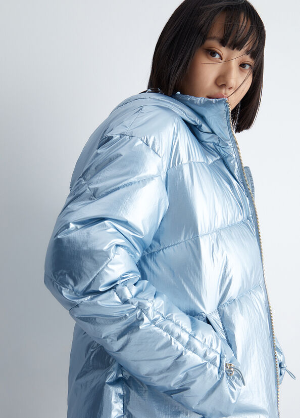 Light Blue Women's Liu Jo Padded Nylon Coats | SQK-130526