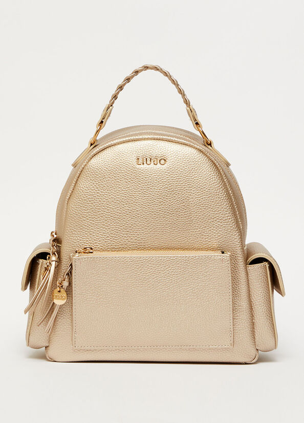 Light Gold Women\'s Liu Jo Eco-Friendly Backpacks | OJF-530268